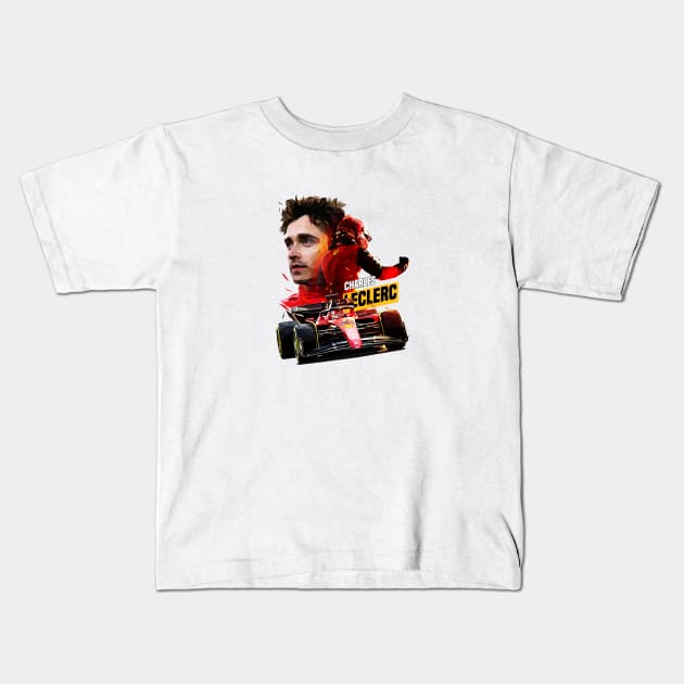 Racing Leclerc Kids T-Shirt by pxl_g